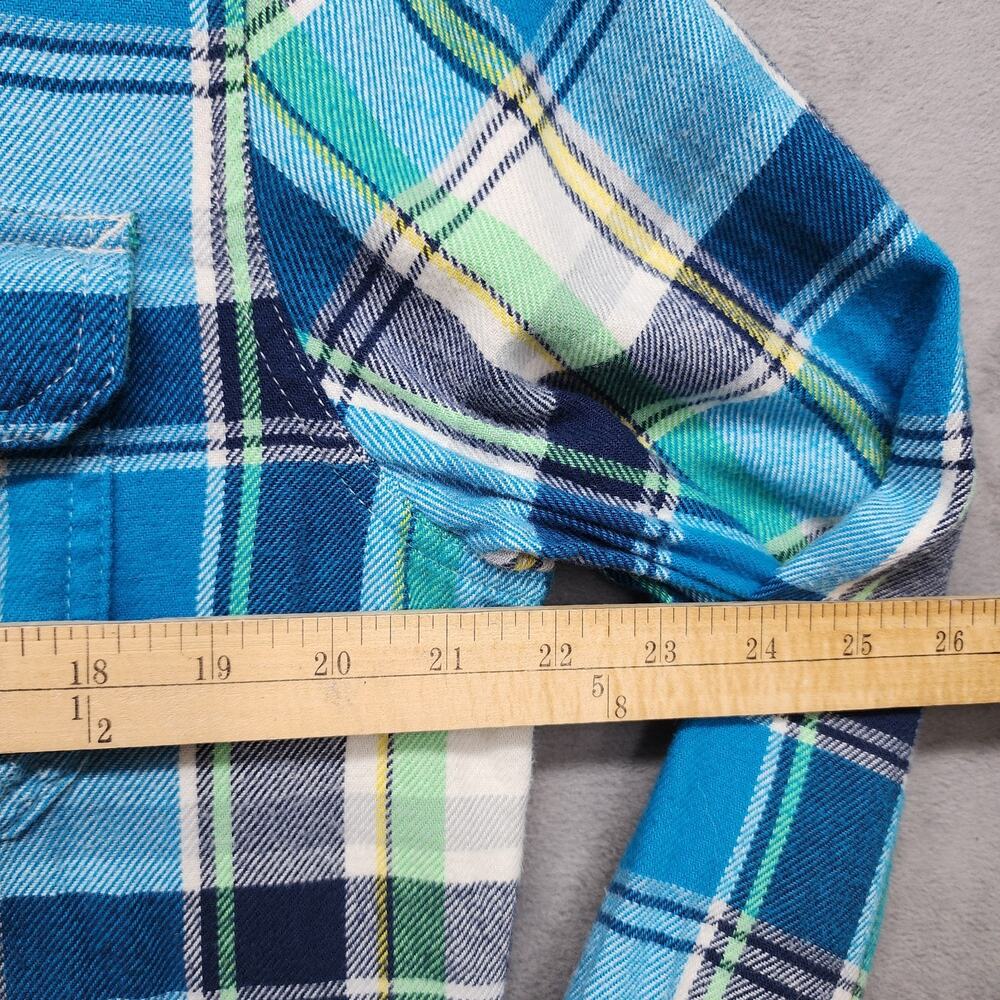 American Eagle Outfitters Men’s Medium Flannel Button Up Shirt Blue Plaid Cotton - Picture 11 of 16